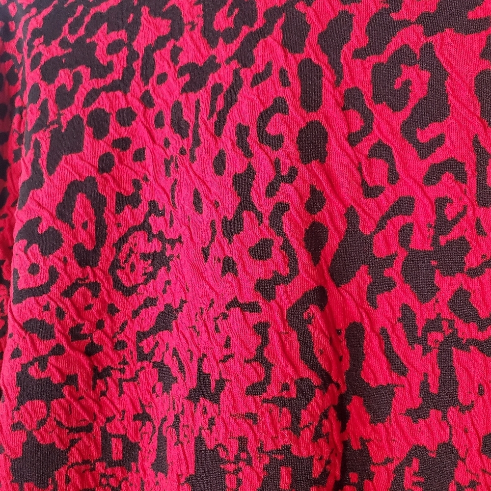 Chico's Red Animal Print Cardigan Sweater Open Holidays Christmas Evening Sz XL - Picture 7 of 13
